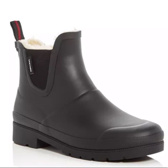 NEW Tretorn Chelsea Rain Boots BLACK ANKLE BOOTIE FAUX FUR LINED WATERPROOF NIB - Picture 5 of 5